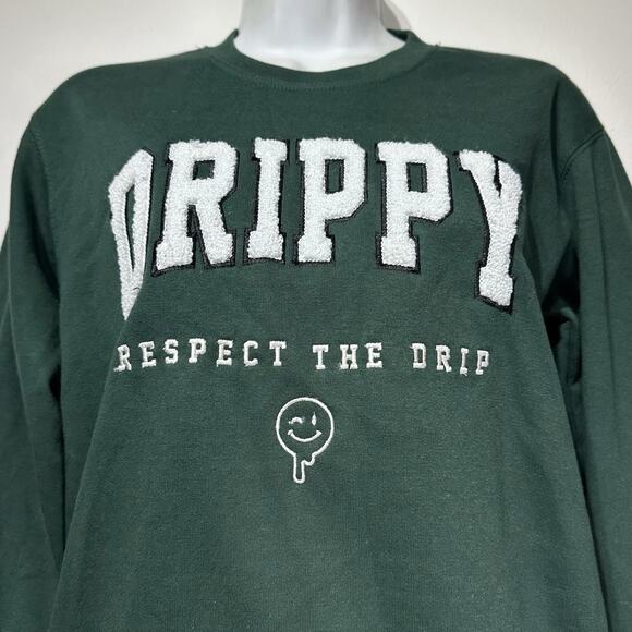 EIGHTY EIGHT BRAND Sweatshirt Youth Medium Green Respect The Drip Smiley Face - Picture 2 of 6